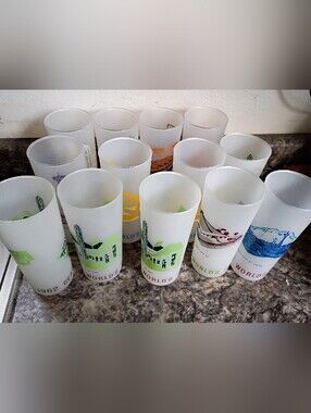 New Vintage 1962 World's Fair Frosted Glass Tumbler Set - Multicolor